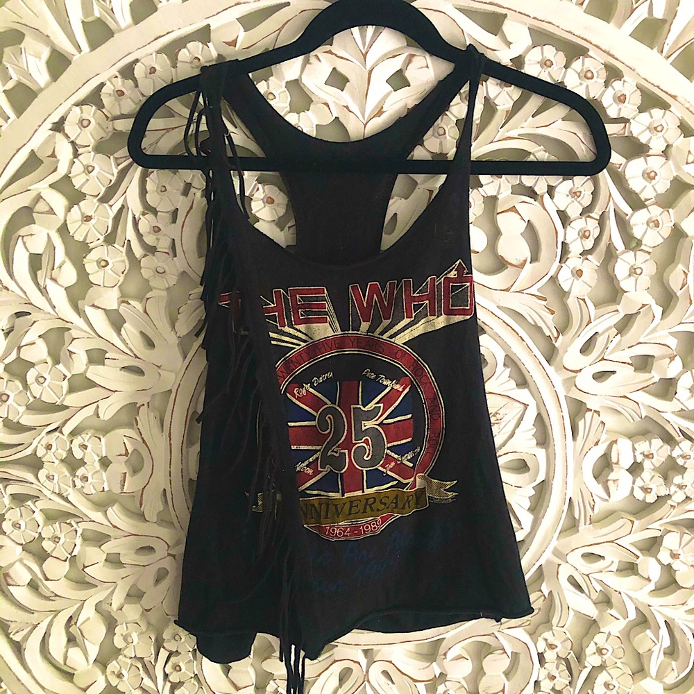 4/$25 • THE WHO band racer back fringe top